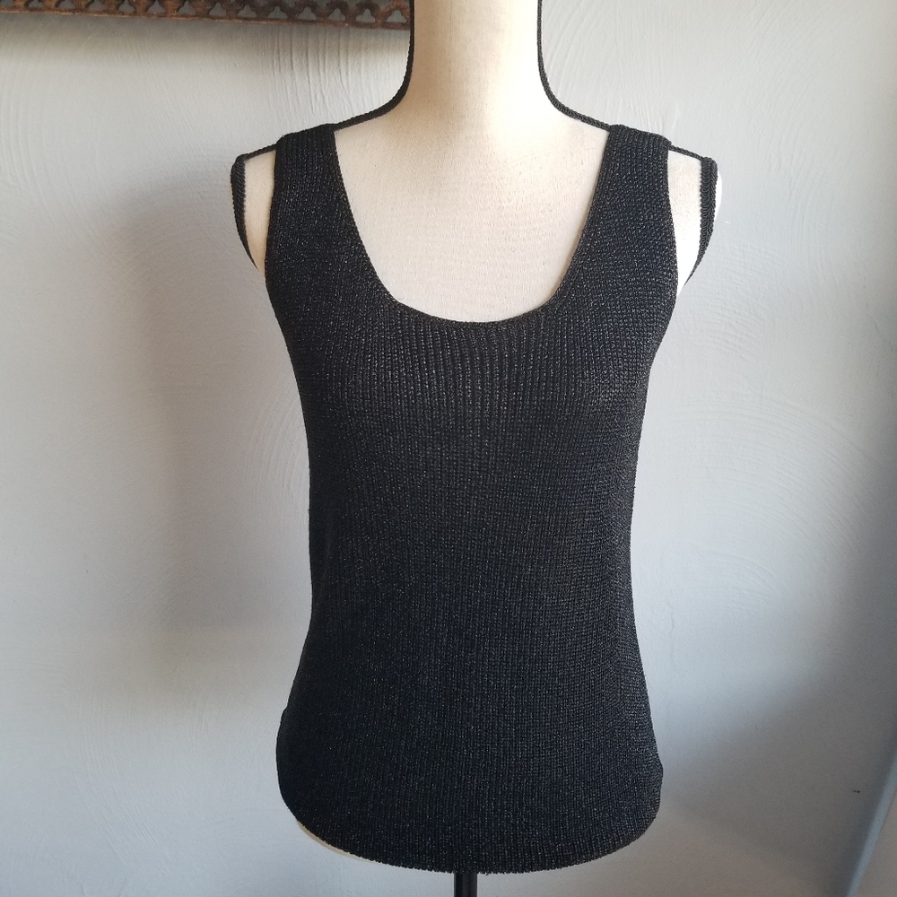 Vintage Christine Phillipe Black Metallic Tank
